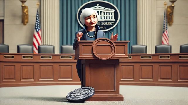 Eerily Symbolic: Treasury Seal Falls Off Podium as Yellen Fields Question About the Dollar's Status