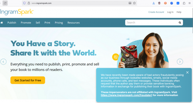 WARNING: Fellow authors be aware of con/scam using Ingram/Sparks (impersonation attempts)…
