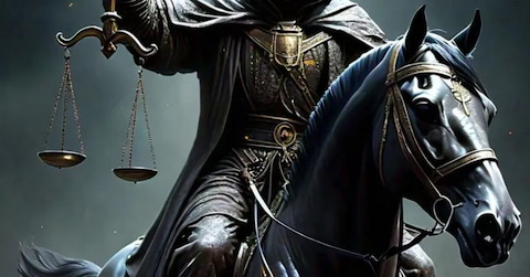 image the Black Horse with the Scales of Justice