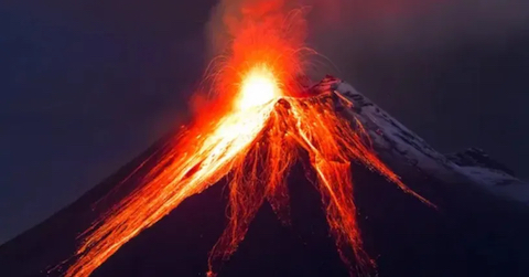 image painting of a Volcano in eruption.