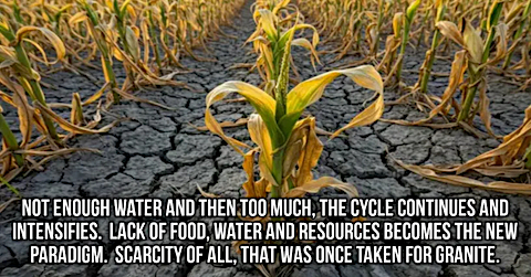 image Lack of food, water, resources (a withered corn yield)