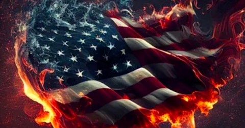 image the Flag of the United States in Flames